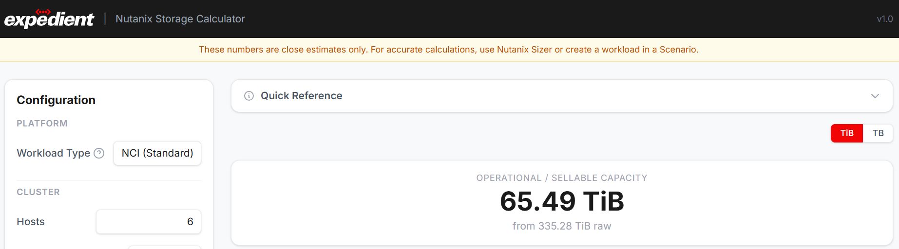Nutanix Storage Calculator